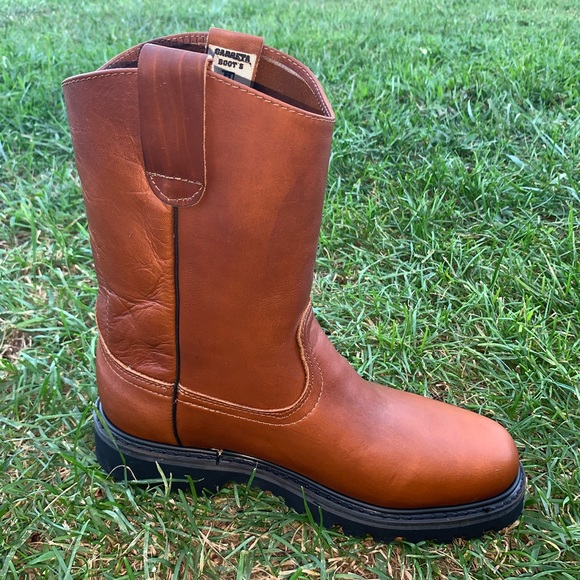 Men's Work STEEL TOE Boots Pull On Leather Brown Bota Trabajo Con Casquillo 410 - Picture 2 of 8